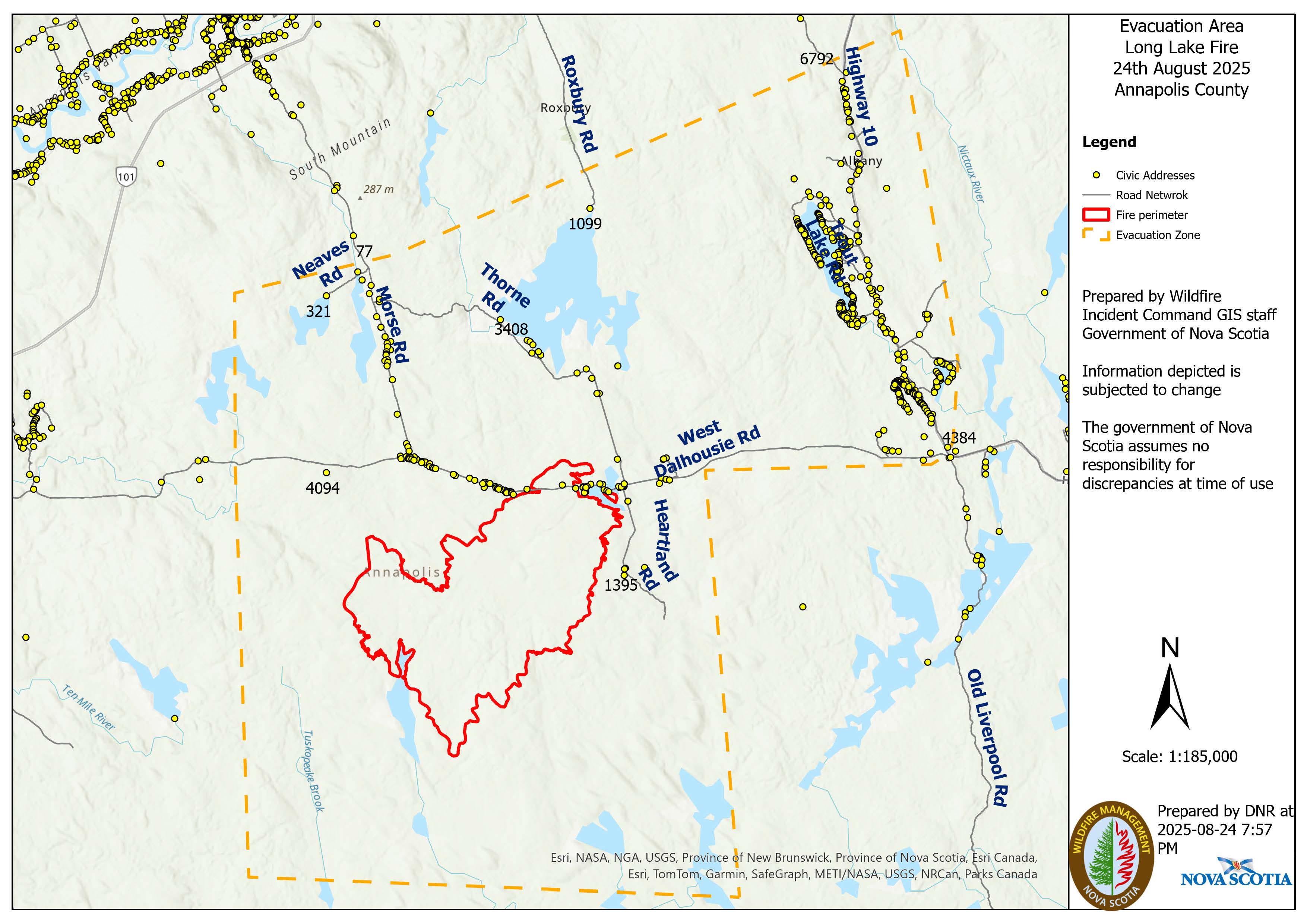 Evacuation Zone as of 2025 08 24